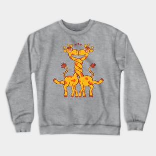 Sweet couple of giraffes intertwining necks and kissing Crewneck Sweatshirt